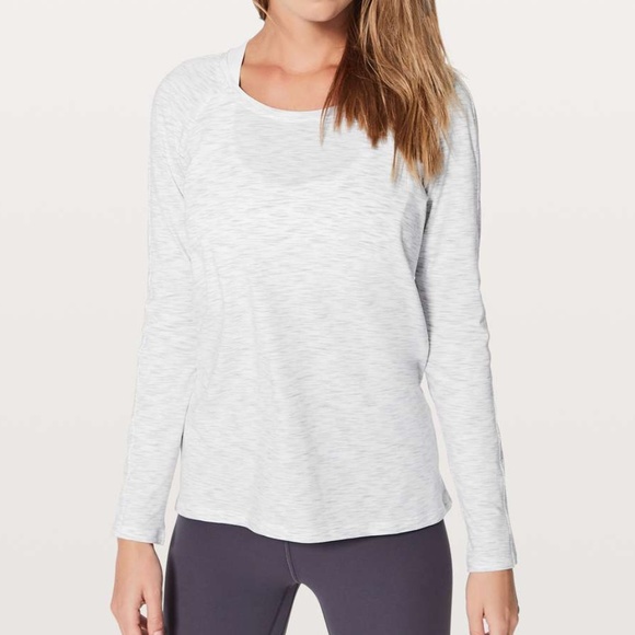 lululemon athletica Tops - Lululemon Emerald Long Sleeve Space Dye Ice Gray 8